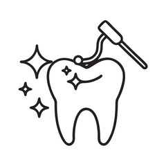 Dental checkup vector icon with sparkling clean tooth outline