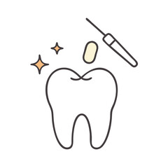 Dental care tooth cleaning treatment process on White Background