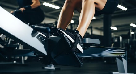 Focused Fitness: Rowing Machine Workout in Gym