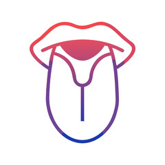 Gradient mouth with tongue simple line art graphic