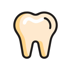Cartoon tooth illustration with dark outline on White Background