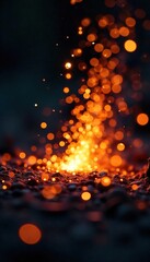 Fiery Sparkling Explosion Dazzling Close-Up of Igniting Glitters Against Dark Background