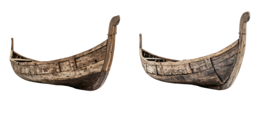 Two antique wooden boats