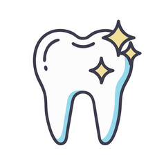 Shiny sparkling tooth illustration promoting dental health and hygiene