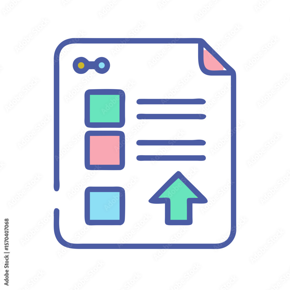 Poster colorful document upload vector icon on a white background