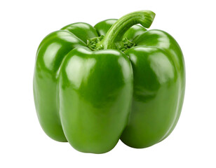 Fresh green bell pepper isolated on transparent background