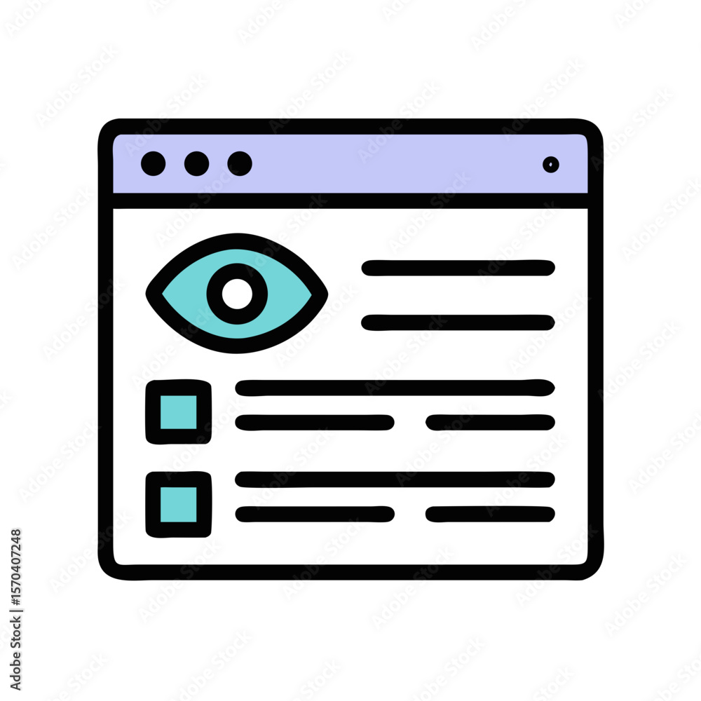 Poster website privacy settings visualization icon, simple flat design style