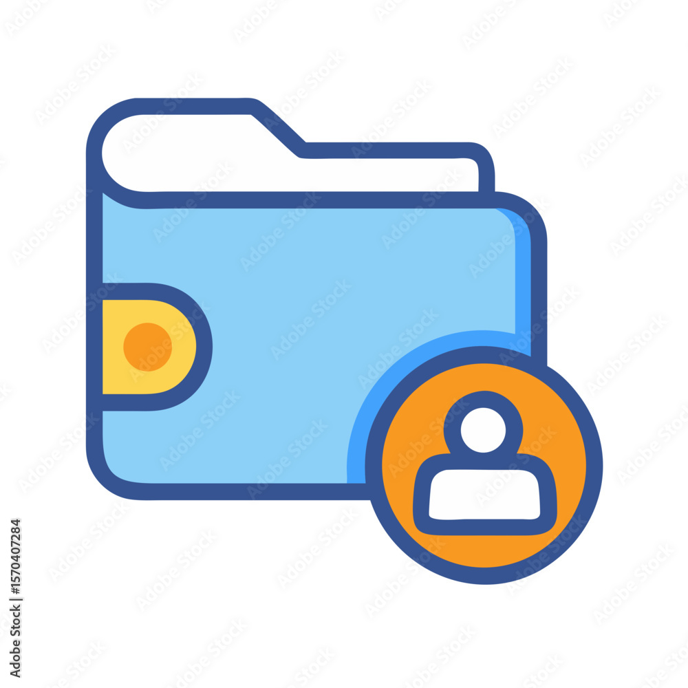 Poster folder icon with user profile symbol for data management