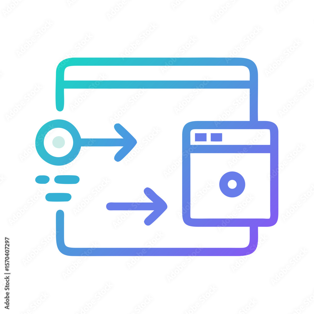 Poster data flow process icon for application development concepts
