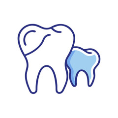 Tooth icon set showing dental care and hygiene