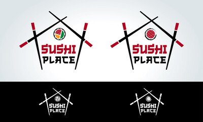 Sushi Place Japanese Oriental Food Restaurant Logo Concept Vector Illustration