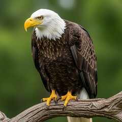 Obraz premium National Icon, Bald Eagle Captured on Tree Branch