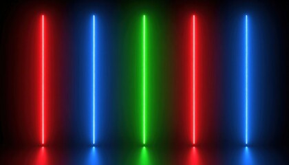 Vibrant Neon Light Lines On Dark Background