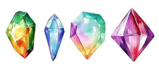 Four colorful,faceted gems