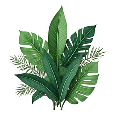 Tropical Green Leaves Arrangement with Vivid Colors