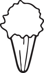 Ice Cream Cone: Hand-Drawn, Black and White, Sweet Treat Illustration.