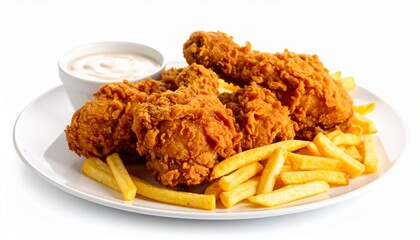 fried chicken wings with french fries