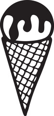 Ice Cream Cone: Hand-Drawn, Black and White, Sweet Treat Illustration.