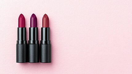 Three shades of lipstick in black tubes.