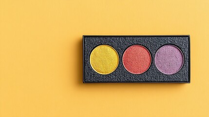 Makeup eyeshadow palette with vibrant colors.