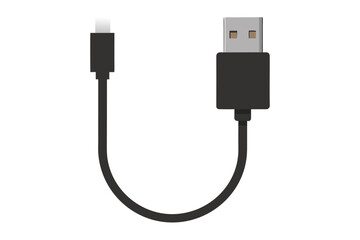 Black usb type a to usb type c charging and data transfer cable