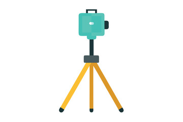 Obraz premium Modern teal surveying instrument on a yellow tripod