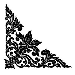 Ornate Vintage Floral Corner Ornament Design Element