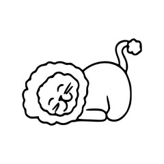 cute sleeping lion doodle drawing