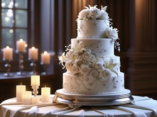 wedding cake with candles