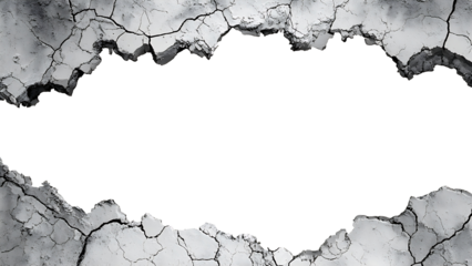 A cracked wall with white gaps can be used to represent a gap or separation.
