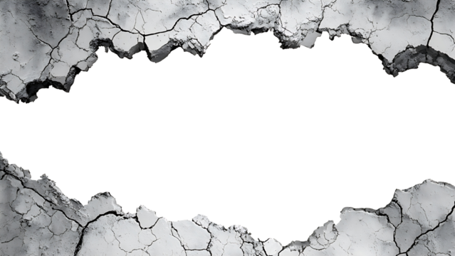 A cracked wall with white gaps can be used to represent a gap or separation.