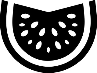 Watermelon Slice Silhouette Icon with Seeds