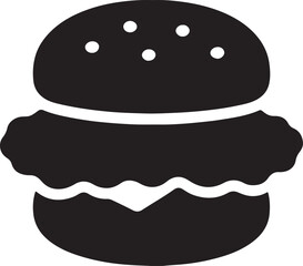 Silhouette vector of a crispy chicken burger icon, ideal for fast food menus, restaurant branding, and takeaway designs.
