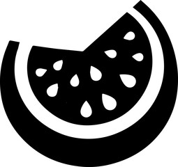 Watermelon Slice Silhouette Icon with Seeds