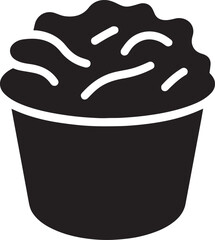 Silhouette vector of a coleslaw cup icon, ideal for salad menus, healthy food branding, and takeout packaging design.
