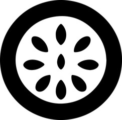 Watermelon Slice Silhouette Icon with Seeds