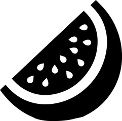 Watermelon Slice Silhouette Icon with Seeds