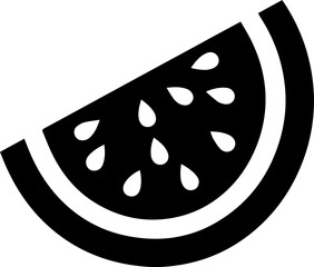 Watermelon Slice Silhouette Icon with Seeds