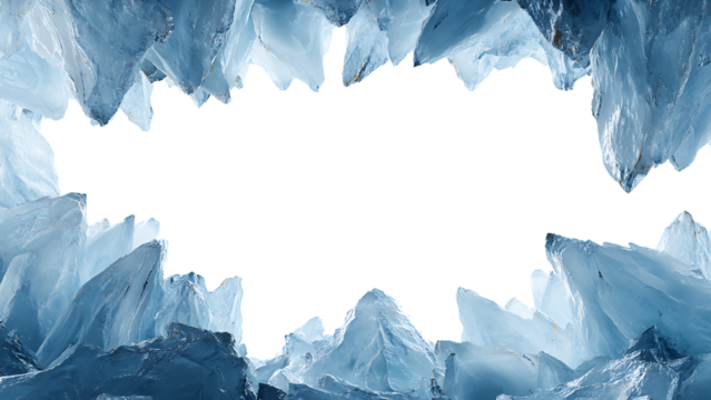 Broken blue ice background, as a frame.