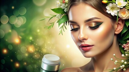 Woman's Face Organic Skincare Cream Botanicals Beauty Natural Product