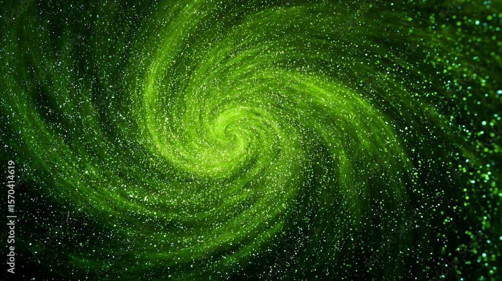 Aufkleber abstract green swirl with glittering particles for background use