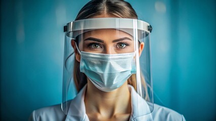 Young Nurse in Face Shield, Coronavirus Protection, Minimalist Portrait