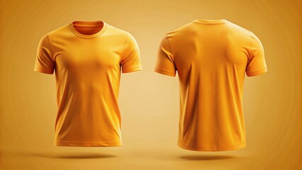 Youthful Orange T-Shirt Mockup: Front & Back Views, Macro Photography