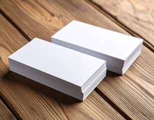 Stacked White Business Cards On Wooden Background