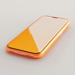 Modern Orange Smartphone on Neutral Background, Minimalist Design, Sleek Electronic Device Presentation