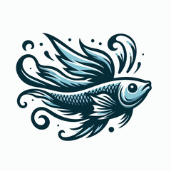 Naklejka premium flying fish cartoon vector illustration