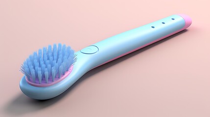 Pastel Blue and Pink Electric Facial Cleansing Brush on Peach Background in Studio Lighting
