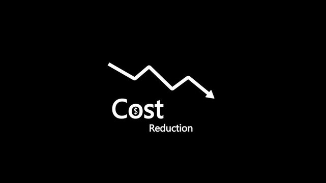 Cost wording on decreasing coins stacking with the down arrow. Cost Management, Economy recession, low budget, Effective business, Cost reduction concept.