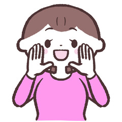 呼びかける女性のイラスト