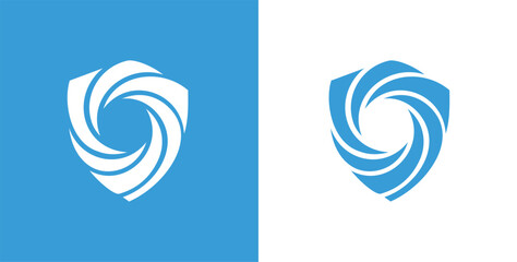 Shield with Swirling Vortex logo